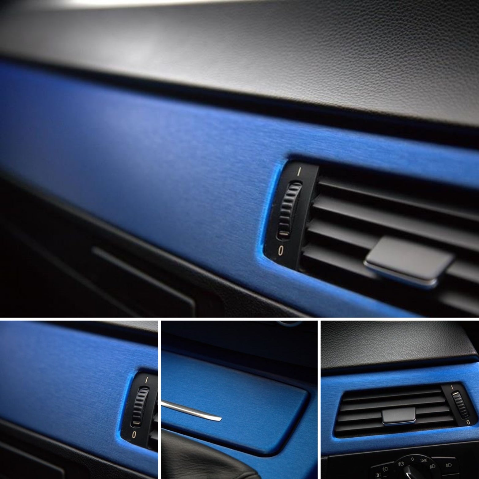 WRAPPING SERVICE - BMW E90 E91 E92 E93 INTERIOR TRIM SET - BLUE BRUSHED STEEL